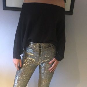 Silver urban outfitters sequence holiday pants